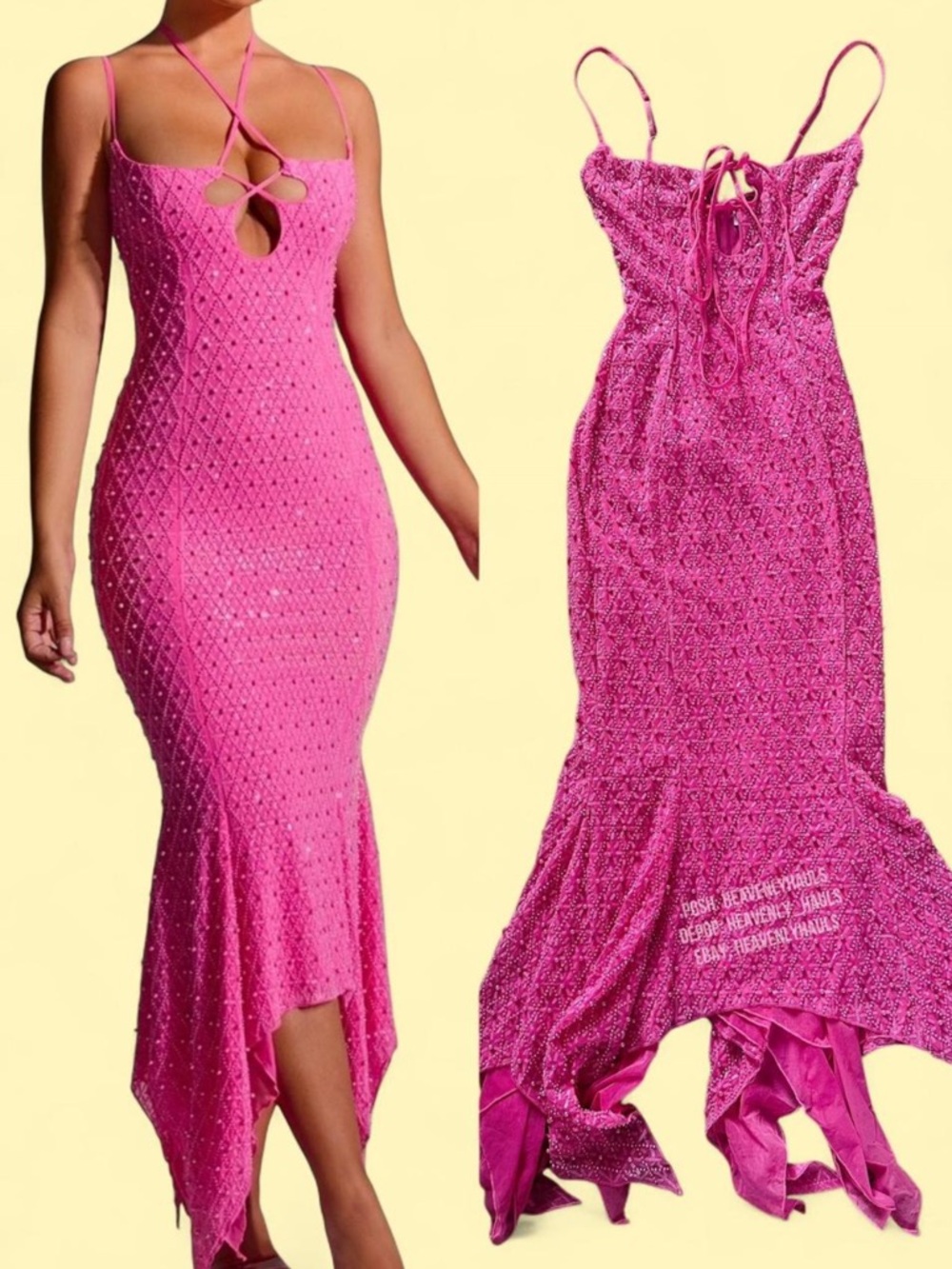 RARE Oh Polly Pink Prom Dress Mermaidcore Summer Whimsical Fairycore